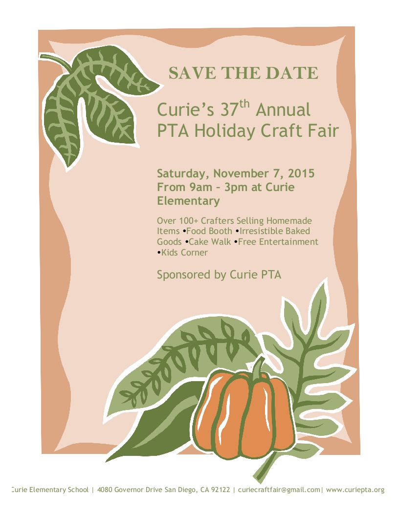 Curie Pta Save The Date 37th Annual Holiday Craft Fair University City Community Association Ucca