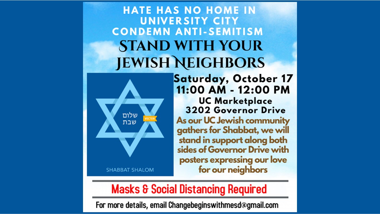 Sat Oct 17: Hate has no Home in University City – Stand with our Jewish ...