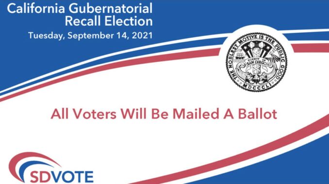 California Gubernatorial Recall Election September 14 2021