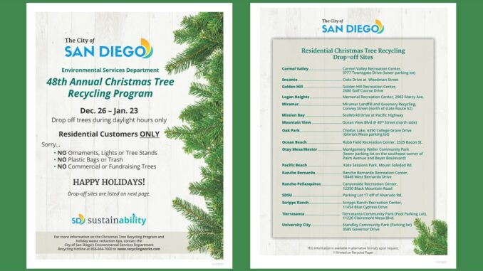 San Diego Christmas Tree Recycling 2021-2022