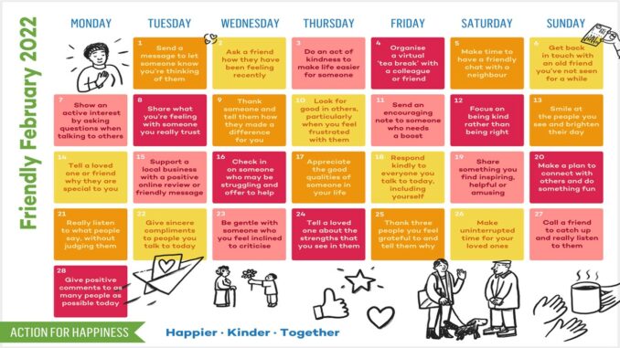 Action for Happiness - Friendly February 2022